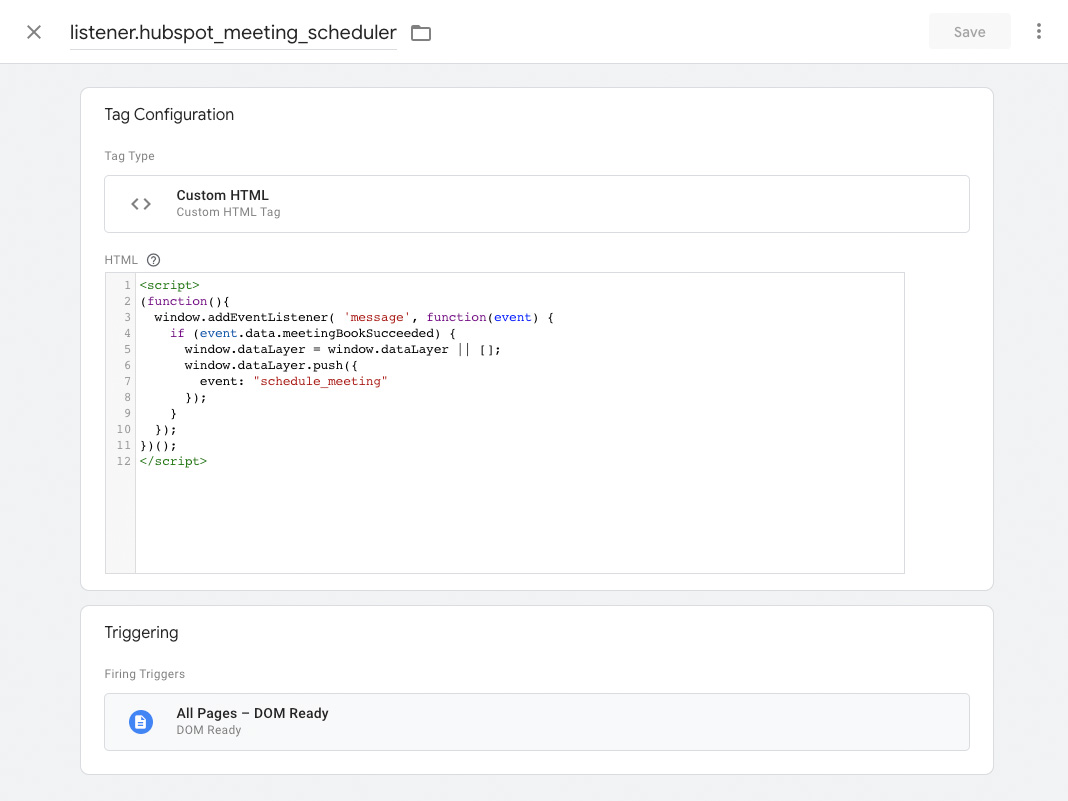 Example screenshot of the Hubspot meeting scheduler